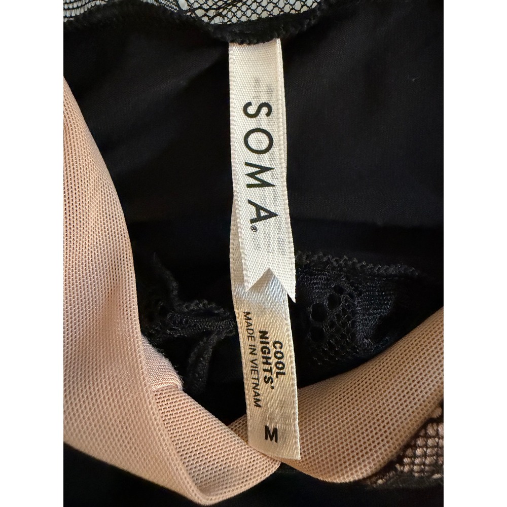 Soma Cool Nights Nightgown and Robe Set Black Pink Lace Trim Medium 2 Piece Set - Picture 6 of 15